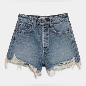 Zara Distressed Blue Jean Shorts